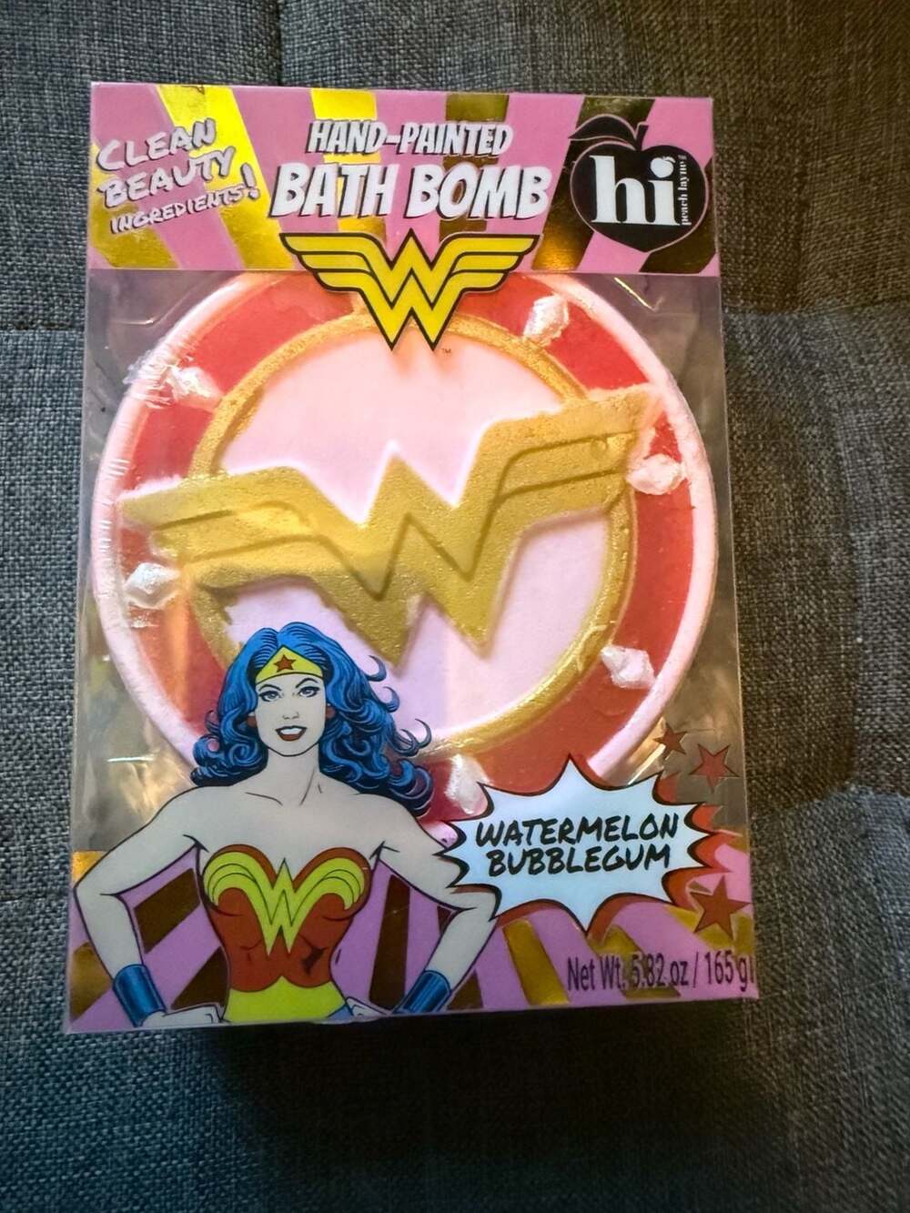 Hi Peach Layne x Wonder Woman Watermelon Bubblegum Hand-Painted Bath Bomb